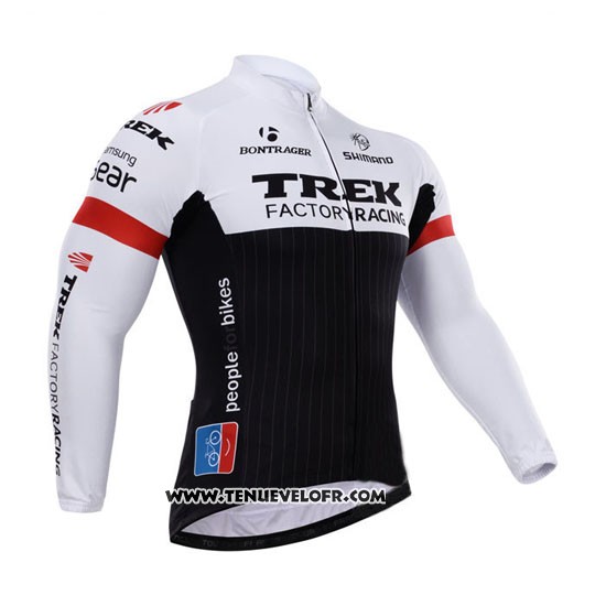 2015 Maillot Ciclismo Trek Factory Racing Factory Racing Blanc et Noir Manches Longues et Cuissard